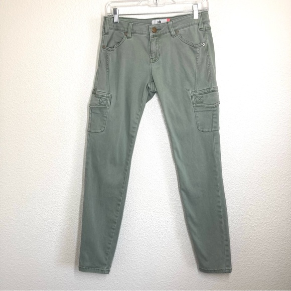 CAbi Sage Green Celadon Cargo Skinny Stretch Low Rise Jeans 4 - Picture 1 of 16